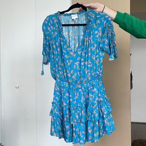 Skyler + Madison Blue Floral Ruffle Mini Dress L